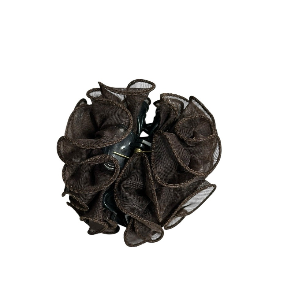NEW fancy ribbon hair claw clip accessory BROWN